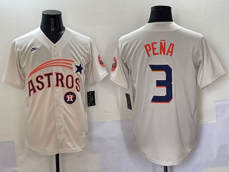Men Houston Astros #3 Pena Cream Five generations Joint Name 2025 Nike MLB Jersey style 11